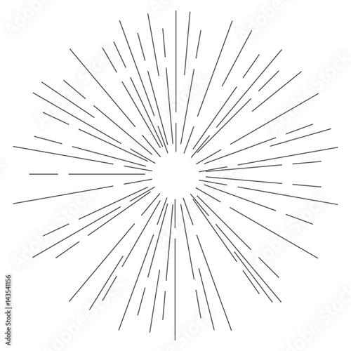 Sun rays hand drawn  linear drawing