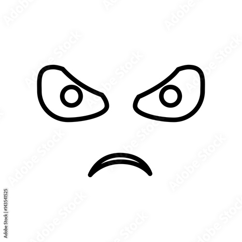 sketch silhouette emoticon angry expression vector illustration