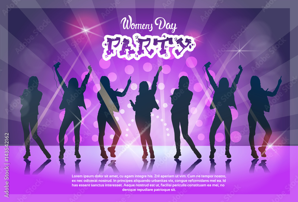 8 March International Women Day Party Greeting Card Flat Vector Illustration