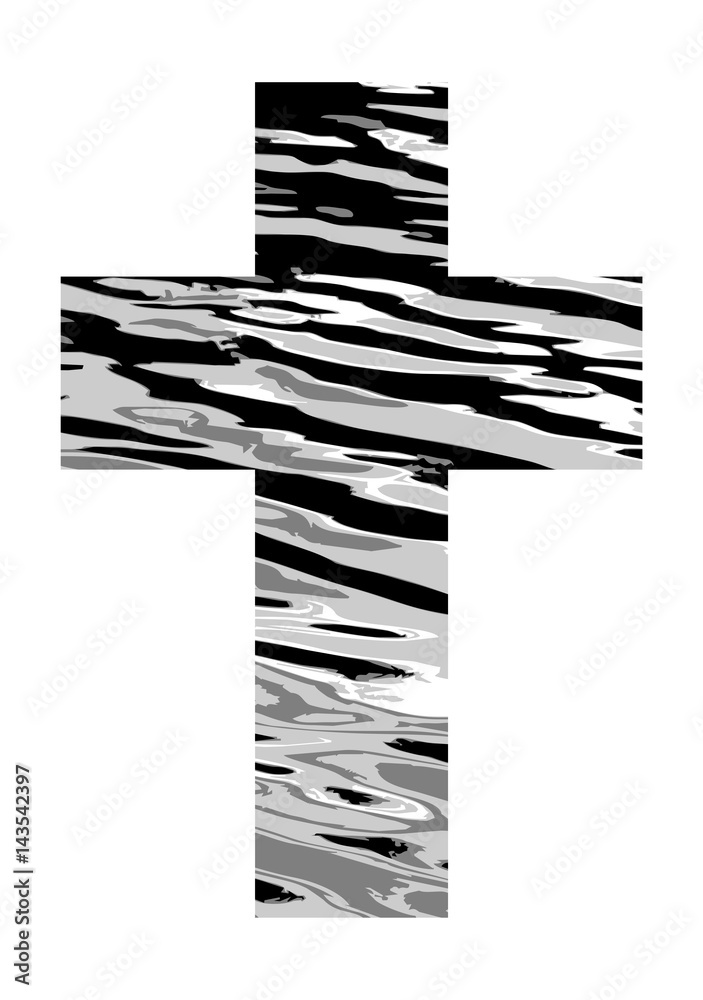 Kreuz Mit Wasser Im Hintergrund Schwarz Weiss Stock Vektorgrafik Adobe Stock