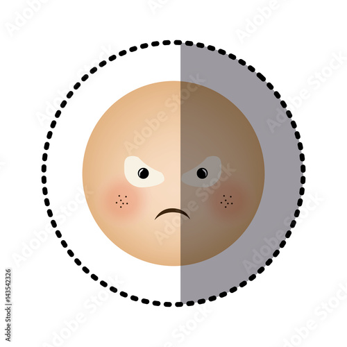 sticker human face emoticon furious expression vector illustration