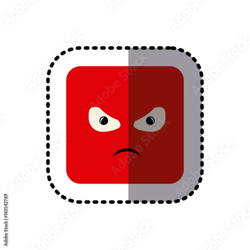 sticker square colorful shape emoticon angry expression vector illustration