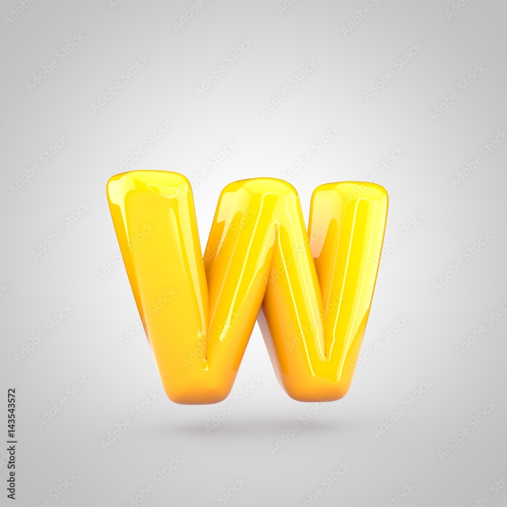 Glossy yellow paint letter W lowercase Glossy yellow paint letter W lowercase