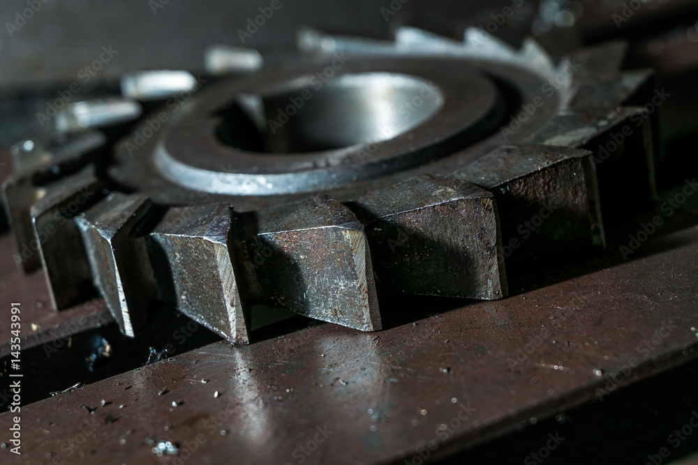metal working. Process of tooth gear wheel finish machining by cutter tool at factory metal working. Process of tooth gear wheel finish machining by cutter tool at factory