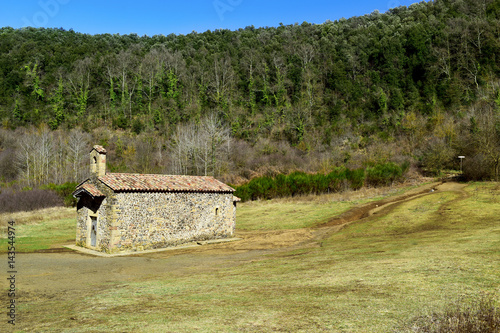 Santa Margarida Church in Santa Margarida Volcano in Olot, Spain photo