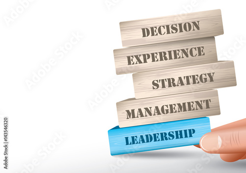 Leadership concept fall of the wooden blocks tower