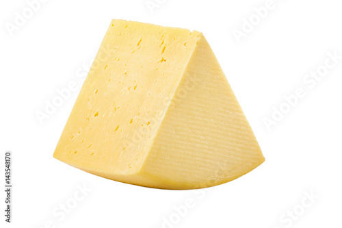 Large piece of cheese isolated with clipping path