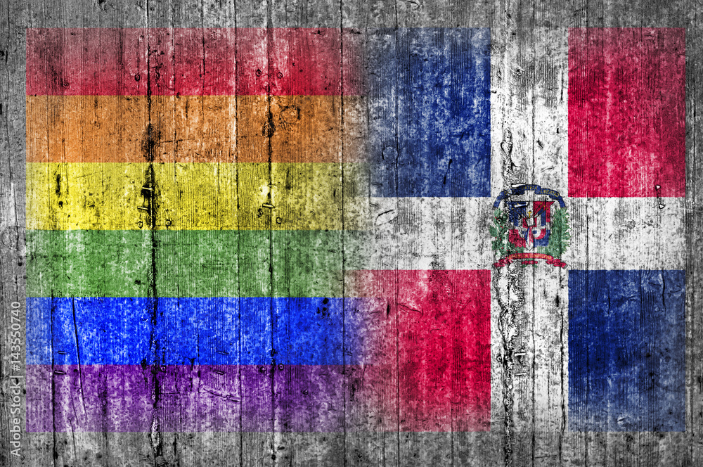 LGBT and Dominican Republic flag on concrete wall