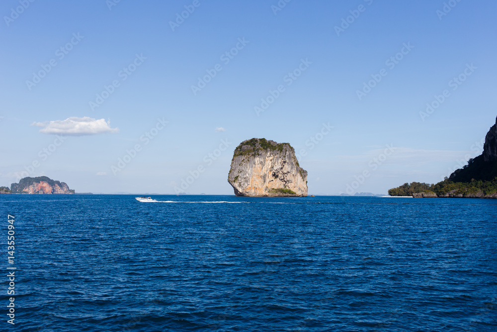 Photography of sea with hill