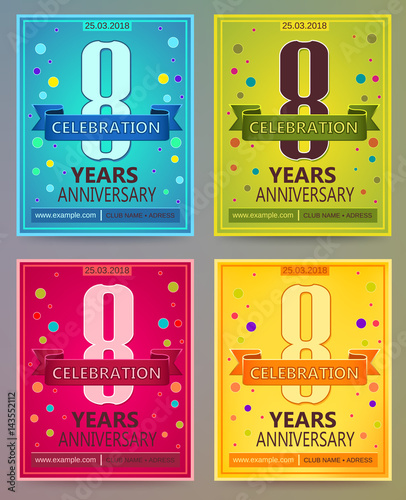 Anniversary flyers or invitations vector templates. 8. Eight yearth photo