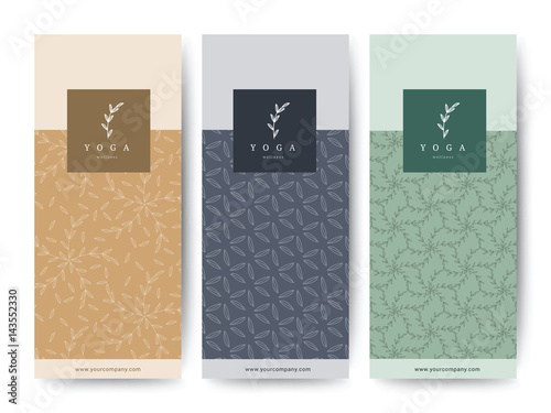 Branding Packaging Flower nature background, logo banner voucher, spring summer tropical, vector illustration