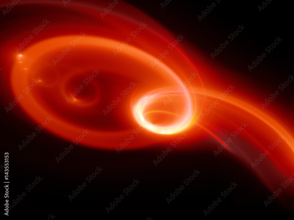 Fiery glowing curve in space flame