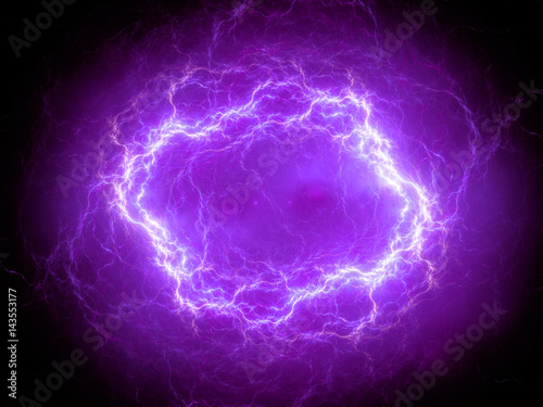 Fototapeta Naklejka Na Ścianę i Meble -  Purple spherical high energy plasma lightning in space