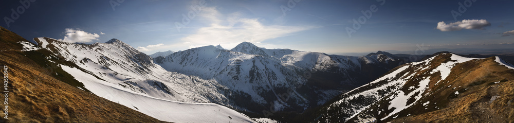 Panoramic view of high western tatra mountain