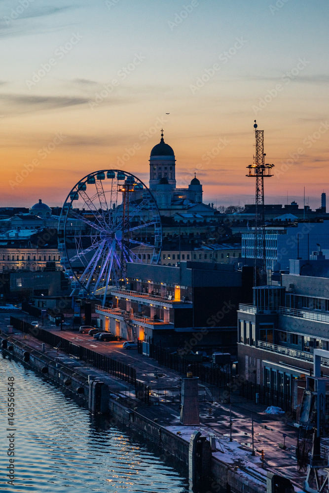Wonderful evening cityscape of Helsinki, Finland