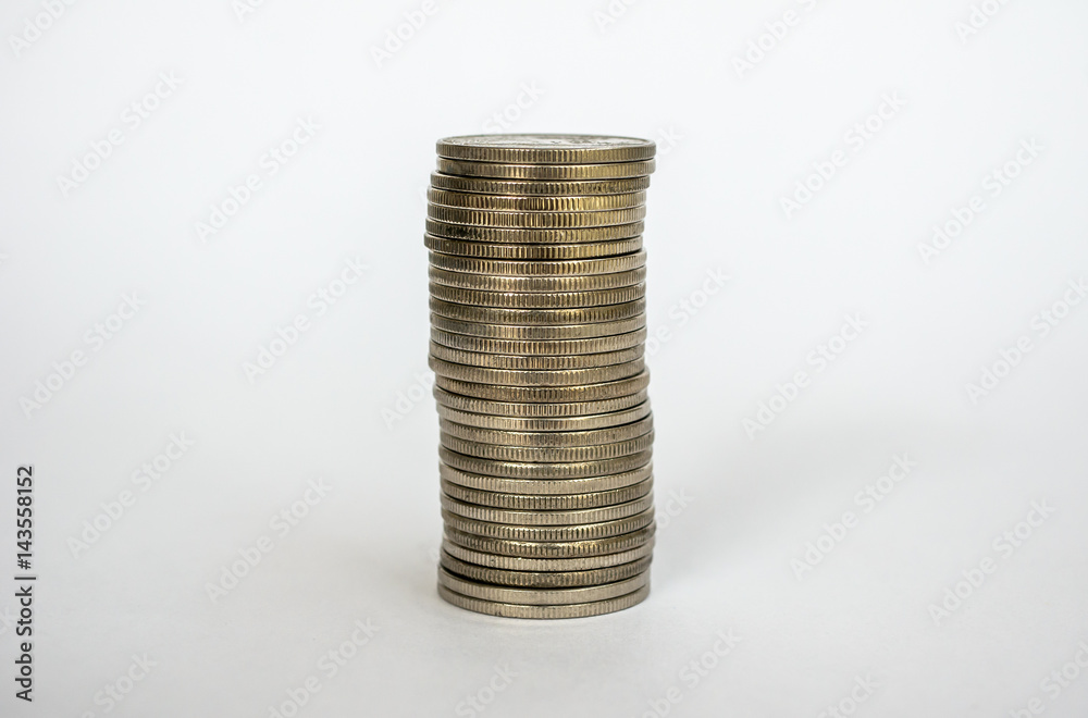 Coin stacks on a white background. Coin stacks on a white background.