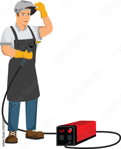 welder worker with equipment