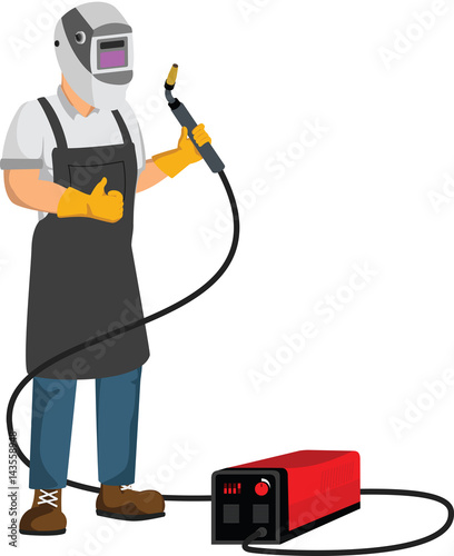 welder worker with equipment