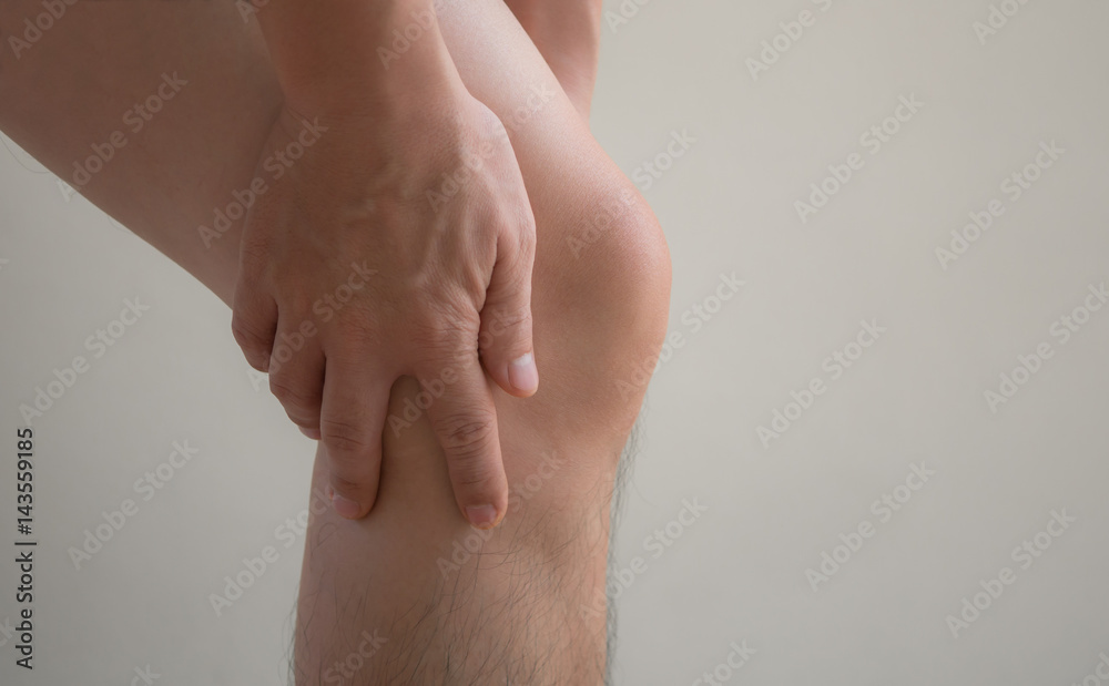 Man working injured leg with calf feeling pain. Man working injured leg with calf feeling pain.