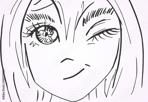Knipoog van anime meisje