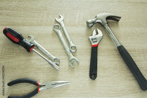 Tools on wooden table