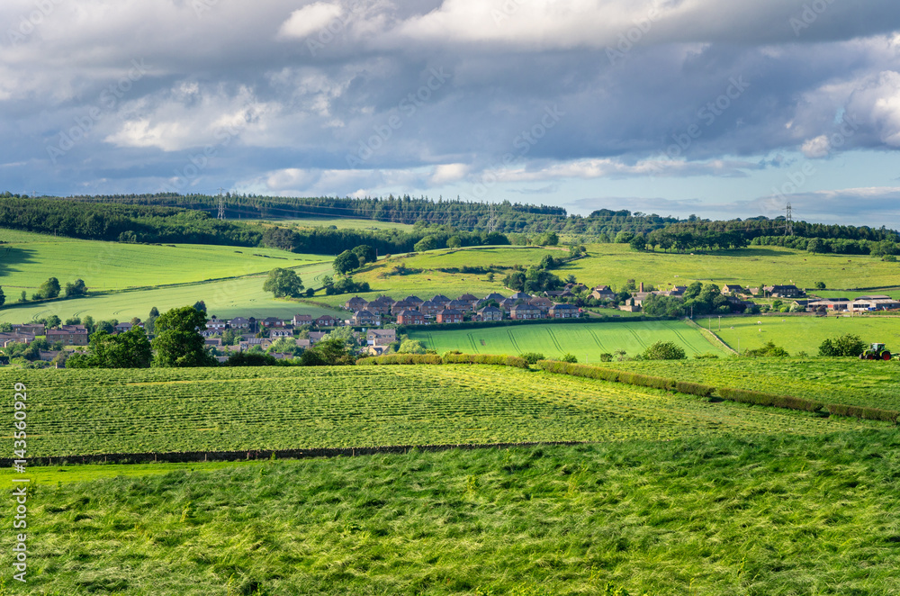 Rolling Rural Landscape in Northern England on a Cloudy Spring Day