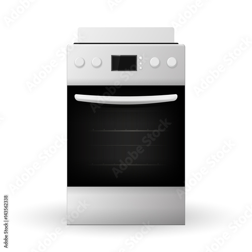 New modern gas stove isolated on white background.  3d Vector illustration.