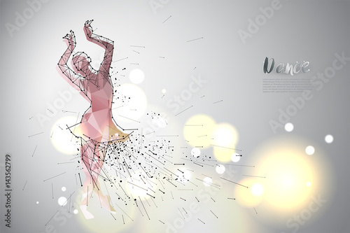 Ballet dance with line dot design.