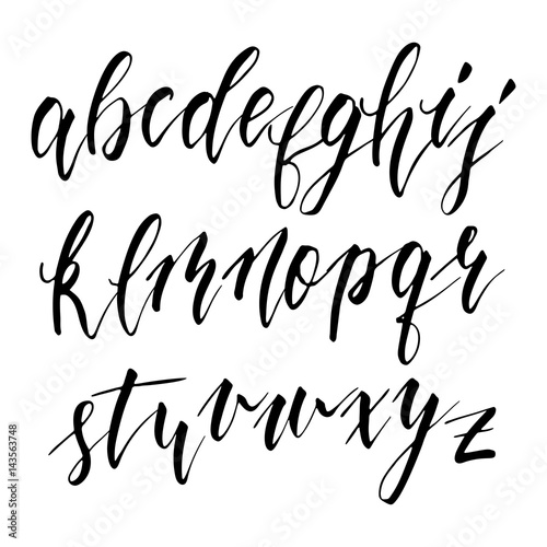 Hand drawn calligraphic alphabet