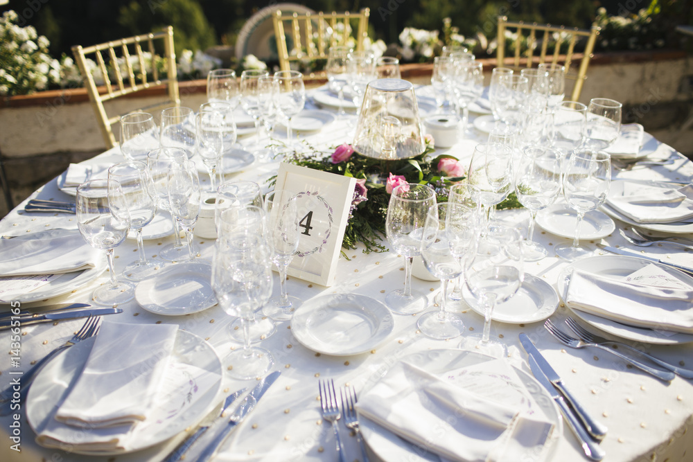Wedding table setting with decoration.