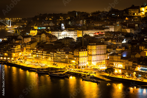 City of Oporto taken from the Dom Lu  s I Bridge at night
