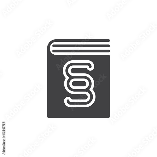 Code of law book icon vector, filled flat sign, solid pictogram isolated on white. Symbol, logo illustration. Pixel perfect