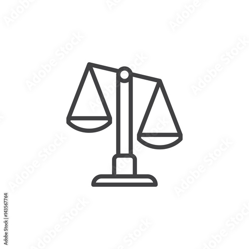 Scales, libra line icon, outline vector sign, linear style pictogram isolated on white. Symbol, logo illustration. Editable stroke. Pixel perfect