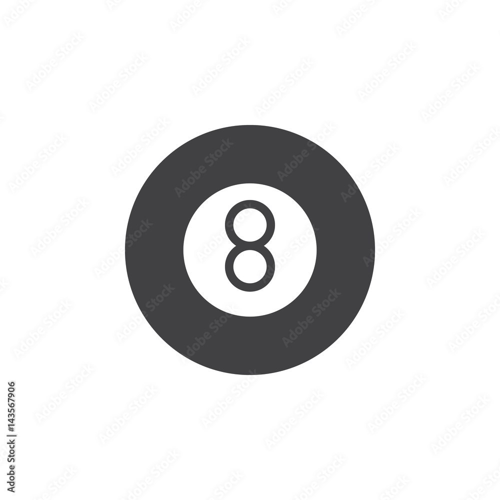Eight ball pool game icon vector, filled flat sign, solid pictogram isolated on white. Billiard symbol, logo illustration. Pixel perfect Eight ball pool game icon vector, filled flat sign, solid pictogram isolated on white. Billiard symbol, logo illustration. Pixel perfect