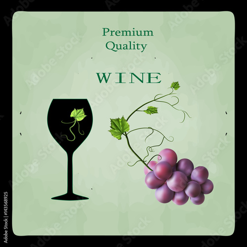 Fresh bunch of grapes. Manufacturer of fresh juices and wine. Logo.