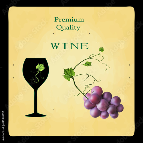 Fresh bunch of grapes. Manufacturer of fresh juices and wine. Logo.