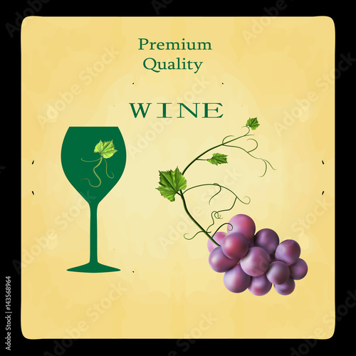 Fresh bunch of grapes. Manufacturer of fresh juices and wine. Logo.