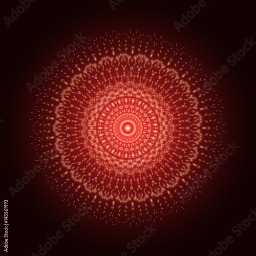 Fototapeta Naklejka Na Ścianę i Meble -  Red light mandala. Abstract vector ornament