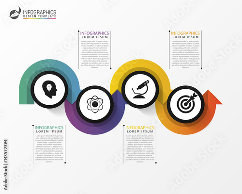 Timeline infographics template. Colorful modern design. Vector