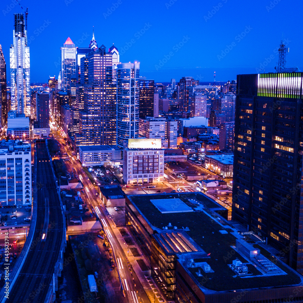 Fototapeta premium Aerial Philly Skyline