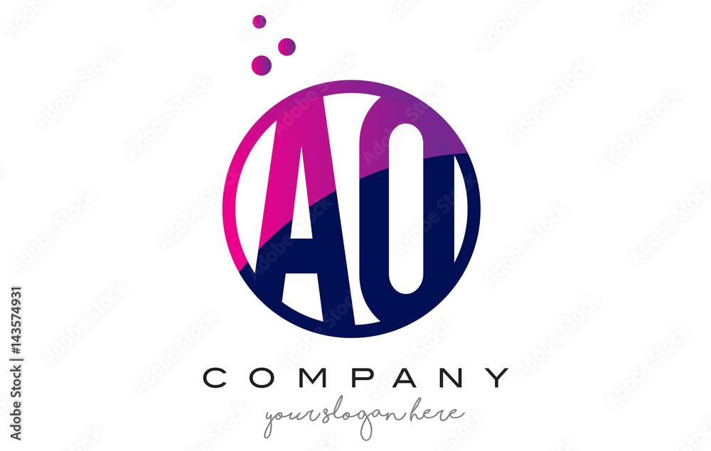 AQ A Q Circle Letter Logo Design with Purple Dots Bubbles AQ A Q Circle Letter Logo Design with Purple Dots Bubbles