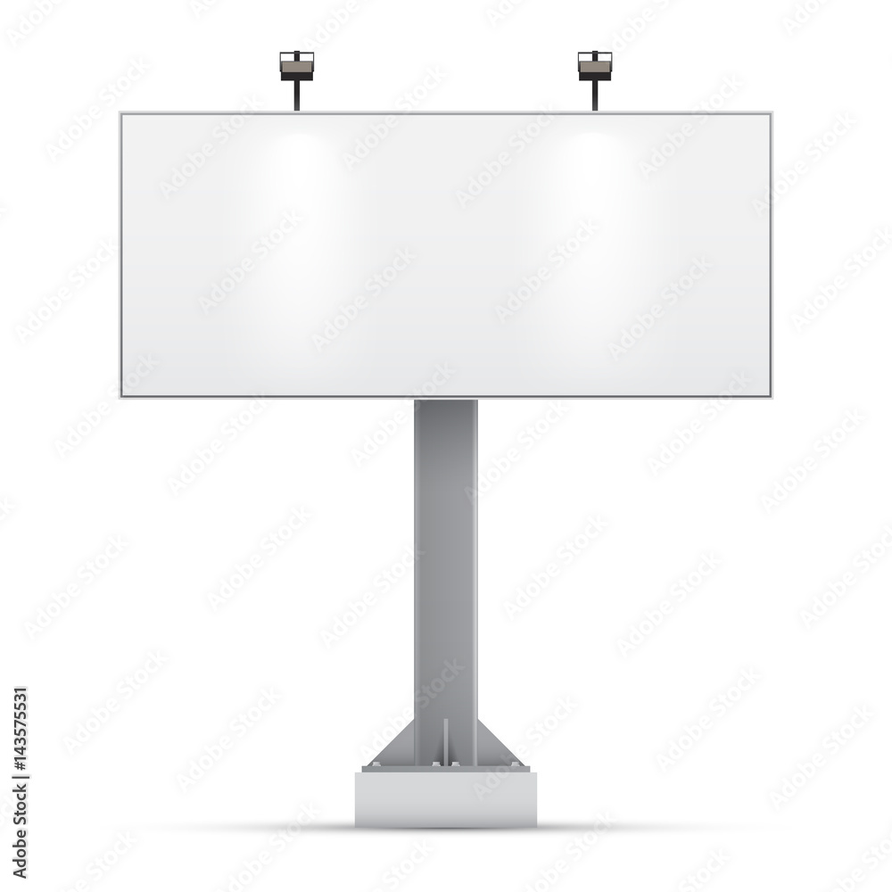 Realistic vector billboard with illumination, isolated on white Realistic vector billboard with illumination, isolated on white