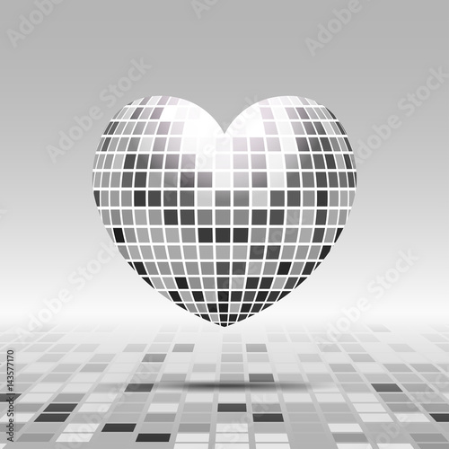Heart symbol with texture disco ball