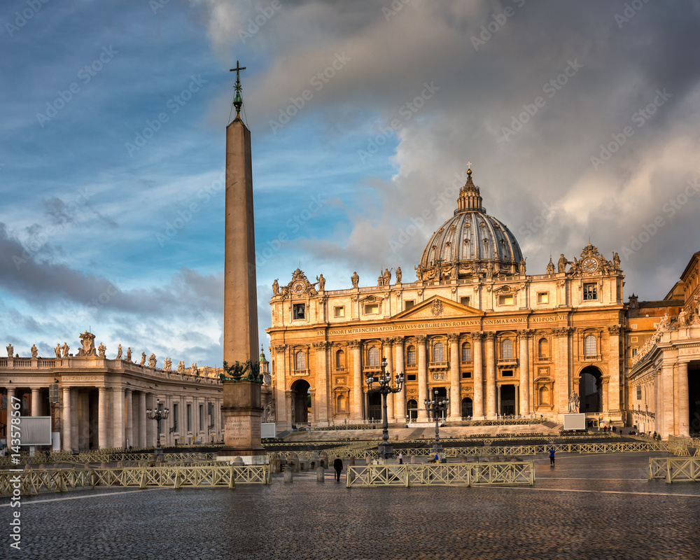 Saint Peter Square and Saint Peter Basilica in the Morning, Rome, Italy