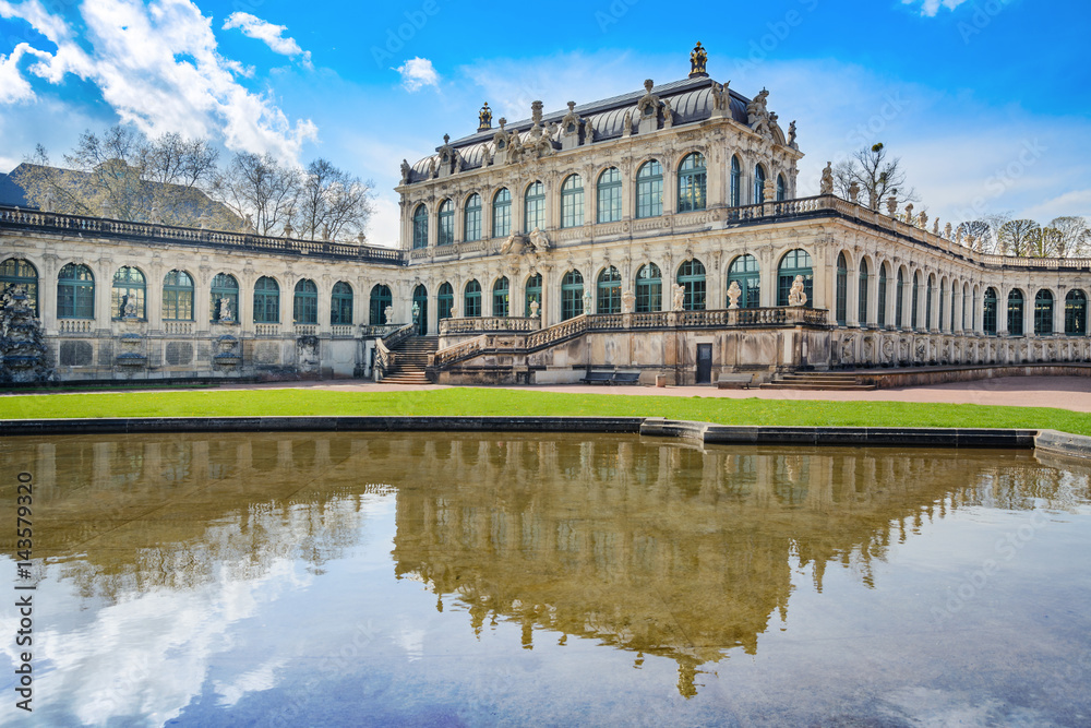 Zwinger palace. A complex of Baroque buildings with garden, situated in the Old Town of Dresden in Saxony, Germany.