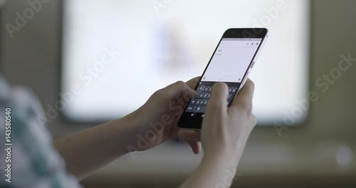 Person holding phone and texting, high quality 4k