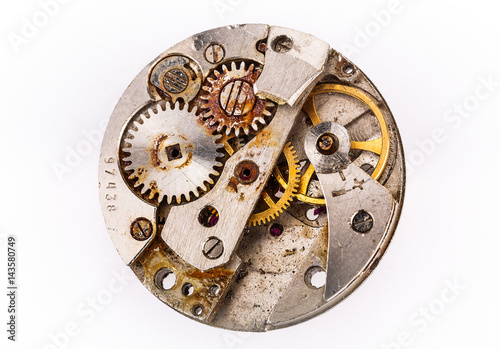 old pocket clock mechanism, added grunge texture