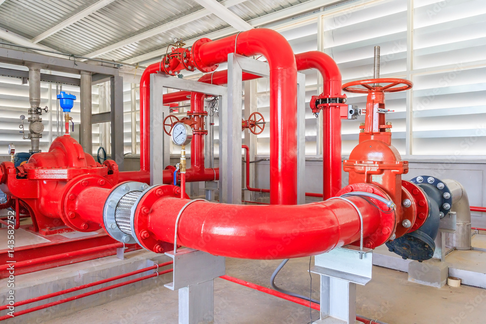 Industrial fire pump station for water sprinkler piping and fire alarm ...