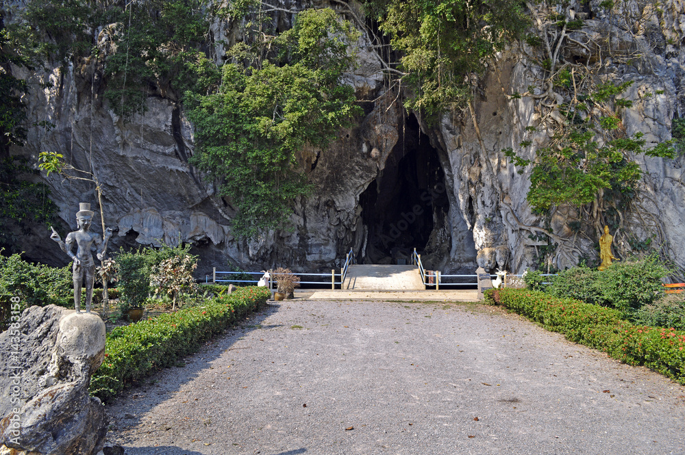 Cave Buddhist temple in the mountains of Thailand National Park.