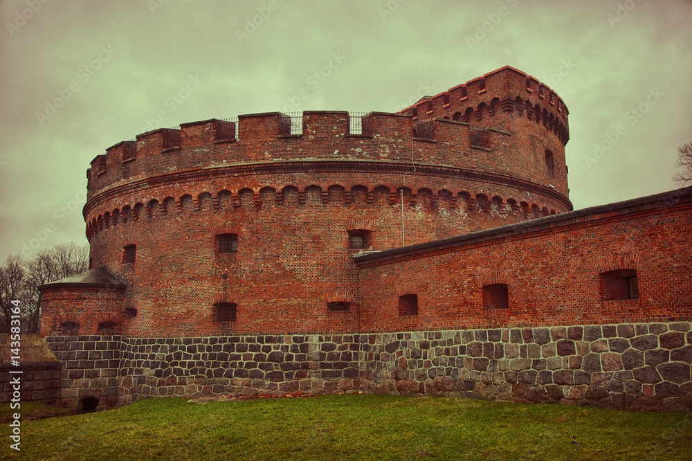 Tower of Der Dona. Part of the german defensive fortifications in the Konigsberg (1843-1859). Nowadays the territory of the Russian Federation, city of Kaliningrad